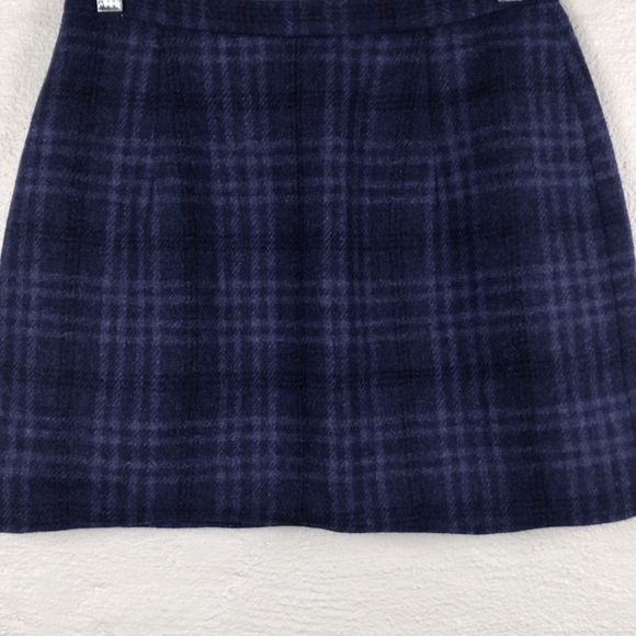 Jones New York Blue Windowpane Check Lamb Shetland Wool Fitted Mini Skirt - Picture 10 of 11